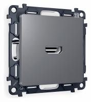 Комплект механизма розетки HDMI 2.0 ALFA MA664010 Антрацит серый 40V/500mA 2.0GHz 5-18Gbit/s QUANT