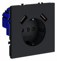 Розетка встраиваемая VOLTUM S70 с заземлением и защитными шторками, 16А, с USB, A+A, (графит) Розетка встраиваемая VOLTUM S70 с заземлением и защитными шторками, 16А, с USB, A+A, (графит)