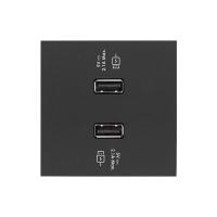 Simon 100 Черный матовый  Накладка для 2-х зарядных устройств USB SmartCharge