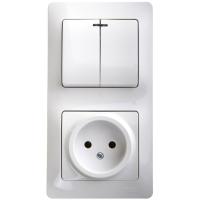 SE Glossa Бел Блок: розетка и 2-кл. выключатель с подсветкой