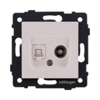 Розетка двойная TV (мама) + RJ45 Cat.6, кашемир матовый Kollinger REA-021CM для Aspekt, Eleganz, Reflex