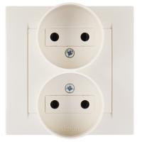 Simon 15 Бежевая Розетка 2-ая б/з литая (в сборе с рамкой)