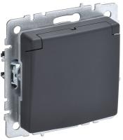 IEK BRITE Розетка с з/к/ш с кр. 16А IP20 РСбш10-3-БрГ графит
