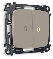 Комплект механизма 2-клавишного выключателя с подсветкой 3200K OMEGA MO364010 Серо-бежевый матовый QUANT
