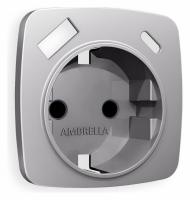 Лицевая панель OMEGA (Сталь матовый) для электрической розетки с заземлением со шторками 2USB A+C QUANT OP5100