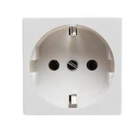 Розетка электрическая 2К+З, с защитными шторками (белый) Розетка электрическая 2К+З, с защитными шторками (белый)