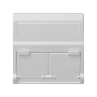 Simon Connect Белая Плата наклонная со шторками на 2 модуля MD (RJ45, оптоволокно), 45х45мм