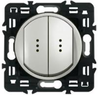 Legrand DIY Celiane Бел Переключатель двухклавишный на два направления с подсветкой