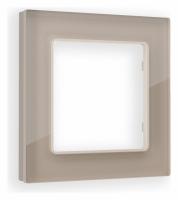 Рамка ALFA Platos (Серо-бежевый Стекло закаленное натуральное) 1-ая AF380601