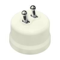 BIRONI Лизетта Пластик Слоновая кость Выключатель кнопочный 2-кл (тумблерный), ручка Серебро