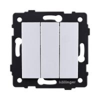 Выключатель 3-клавишный 10А/250В, изогнутый, белый Kollinger REA-R-012WH для Aspekt, Eleganz, Reflex