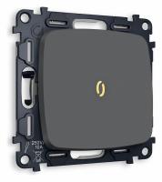 Комплект механизма 1-клавишного проходного выключателя с подсветкой 3200K OMEGA MO902030 Графит мягкое касание QUANT