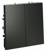 Выключатель с самовозвратом встраиваемый VOLTUM S70 двухклавишный 10А, (титан)