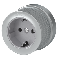 Розетка с заземлением матовый хром ретро WL19-10-01