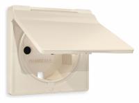 Лицевая панель ALFA (Бежевый матовый) для электрической розетки с/з со шторками и крышкой IP44 QUANT AP3280