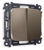 Комплект механизма 2-клавишного проходного выключателя OMEGA MO633020 Темная бронза матовый QUANT