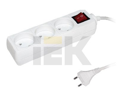 IEK Удлинитель У3К-выкл. 3 места 2Р/5метров 2х0.75мм2 10А/250