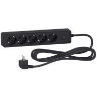 SE Unica Extend Черный Удлинитель 5 розеток 2К+З, кабель 3м