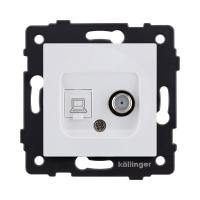 Розетка двойная спутниковая SAT + RJ45 Cat.6, белый матовый Kollinger REA-022WM для Aspekt, Eleganz, Reflex