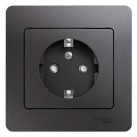 SE Glossa Графит Розетка с/з со шторками (в сборе)