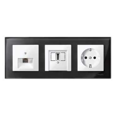 SE Merten SM M-Elegance Стекло Черное кальцит Рамка 3-ая