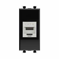 DKC Avanti Компьютерная розетка RJ-45 без шторки модульная, кат.6 экранированная, Черный квадрат, 1 модуль