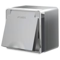 Розетка влагозащ. с зазем. с защит. крышкой и шторками Gallant серебряный W5071206