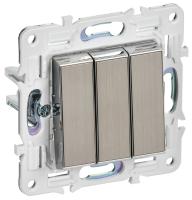 IEK SKANDY Никель Выключатель 3-клавишный 10А SK-V11N