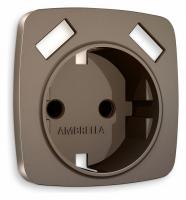 Лицевая панель OMEGA (Темная бронза матовый) для электрической розетки с заземлением со шторками 2USB A+A QUANT OP6390
