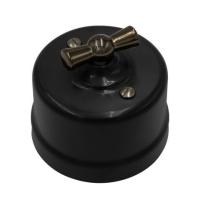 BIRONI Лизетта Пластик Черный Выключатель 1-кл, ручка Бронза