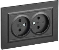 IEK BRITE Черный Розетка 2-я без з/к с з/ш 10А в сборе РСш12-2-БрЧ