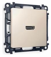 Комплект механизма розетки HDMI 2.0 ALFA MA334010 Бежевый матовый 40V/500mA 2.0GHz 5-18Gbit/s QUANT