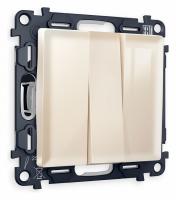 Комплект механизма 3-клавишного выключателя ALFA MA305010 Бежевый глянец QUANT