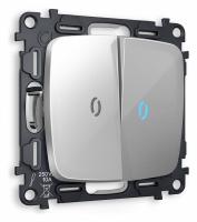 Комплект механизма 2-клавишного выключателя с подсветкой 10000K OMEGA MO404020 Серебро глянец QUANT