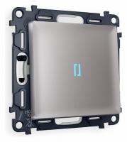 Комплект механизма 1-клавишного проходного выключателя с подсветкой 10000K ALFA MA502040 Сталь матовый QUANT