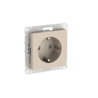 Systeme Electric AtlasDesign Песочный Розетка с заземлением со шторками, 16А, мех., быстрозажим. клем.