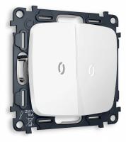 Комплект механизма 2-клавишного проходного выключателя с подсветкой 5600K OMEGA MO124035 Белый матовый QUANT