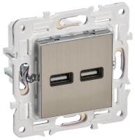 IEK SKANDY Никель Розетка USB A+A 3,1А SK-R15N