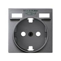 Simon 82 Detail Накладка для розетки Schuko с зарядным устройством 2хUSB цвета холодный алюминий