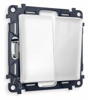 Комплект механизма 2-клавишного проходного выключателя ALFA MA103020 Белый глянец QUANT