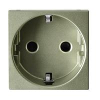 ABB NIE Zenit Шампань Розетка с/з с защитными шторками, безвинт. зажим, 2 мод