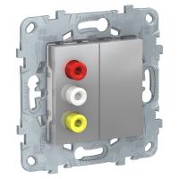 SE Unica New Алюминий Розетка 3 RCA