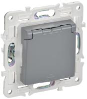 IEK SKANDY Серый Розетка с/з с защитными шторками и крышкой 16А IP44 SK-R11Gr