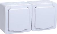 IEK GERMES PLUS Бел Розетка 2-мест. в сборе с корпусом с З/К откр. уст-ки16А 220-250В с крышкой винт. зажим