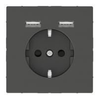 SE Merten D-Life Антрацит Розетка Schuko с 2 USB c зарядным устройством 2,4 A