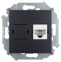 Simon 15 Графит Розетка телефонная RJ11, винт. зажим