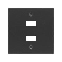 Simon 100 Черный матовый  Накладка для зарядного устройства 2хUSB