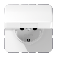 JUNG Белая Розетка с/з с крышкой, пруж. зажим