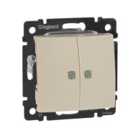 Legrand Valena Крем Выключатель 2-клавишный с подсветкой