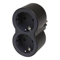 Legrand Revolution Стандарт Черный Двойник 2х2К+З, вертикальные розетки